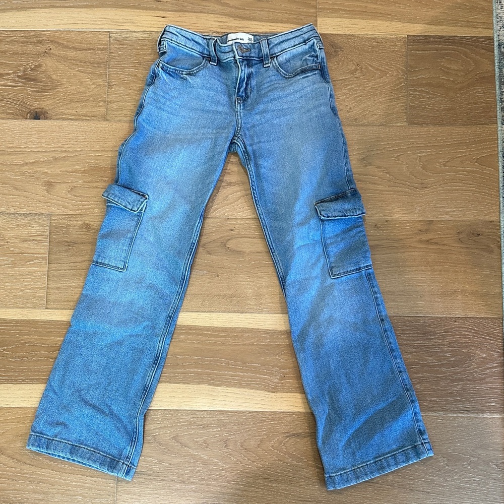 abercrombie kids blue cargo flare jeans